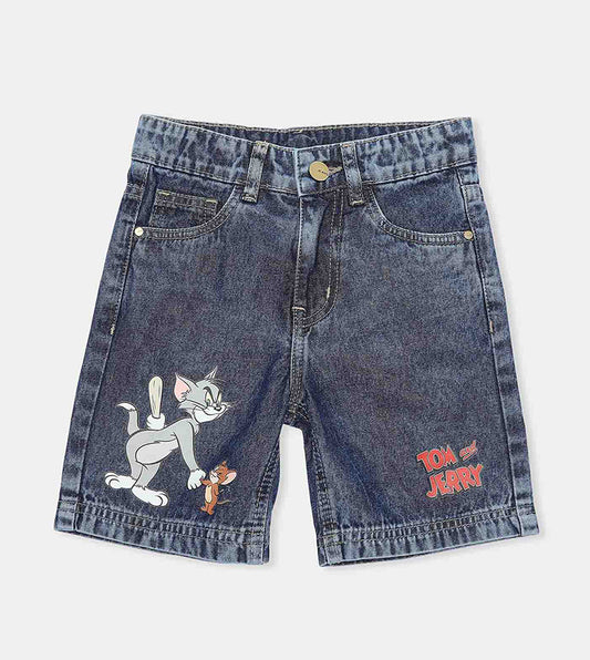 Tom & Jerry Printed Denim Shorts