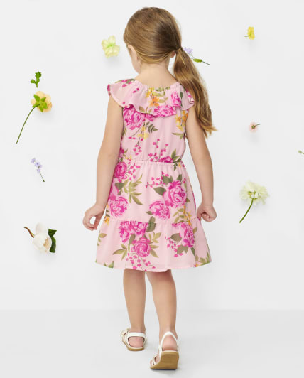 Baby Floral Tiered Dress - Rose Mist