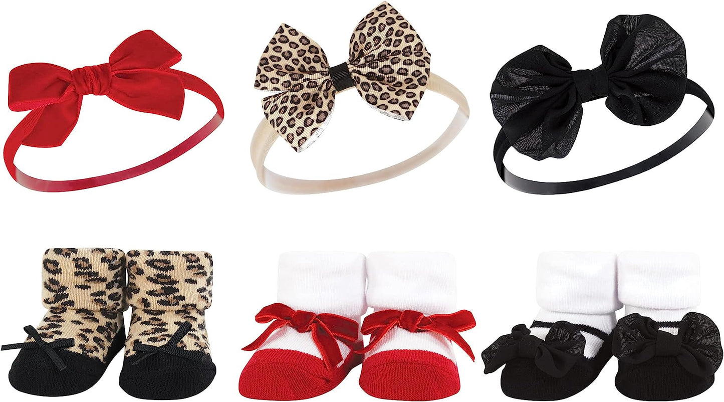 3 Pack Booties With 3 Headbands -(0-9Months)