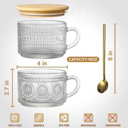 Vintage Mug With Bamboo Lid & Spoon