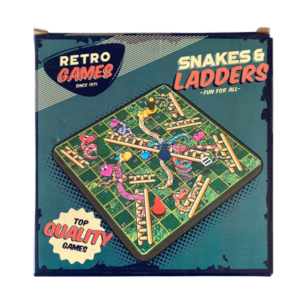Retro Wooden Snakes & Ladders Board Game