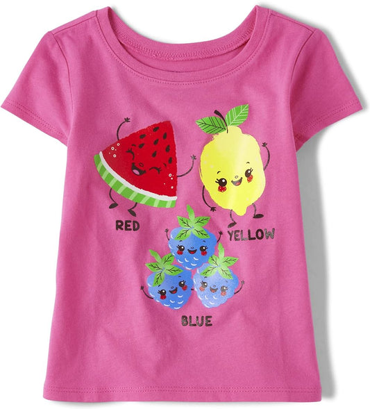 Baby And Toddler Girls Fruit Graphic Tee - Caddy Pink