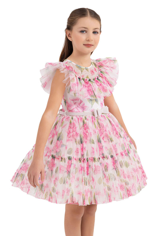 Floral Ruffled Dress - Pink