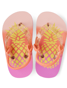 Toddler Girls Foil Pineapple Flip Flops
