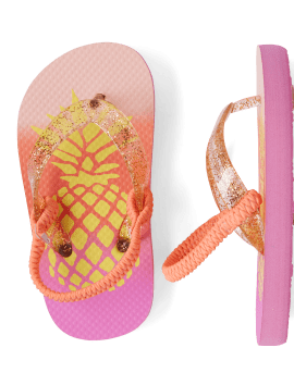 Toddler Girls Foil Pineapple Flip Flops