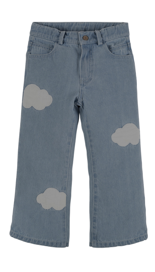 Cloudy Print Denim Trouser.