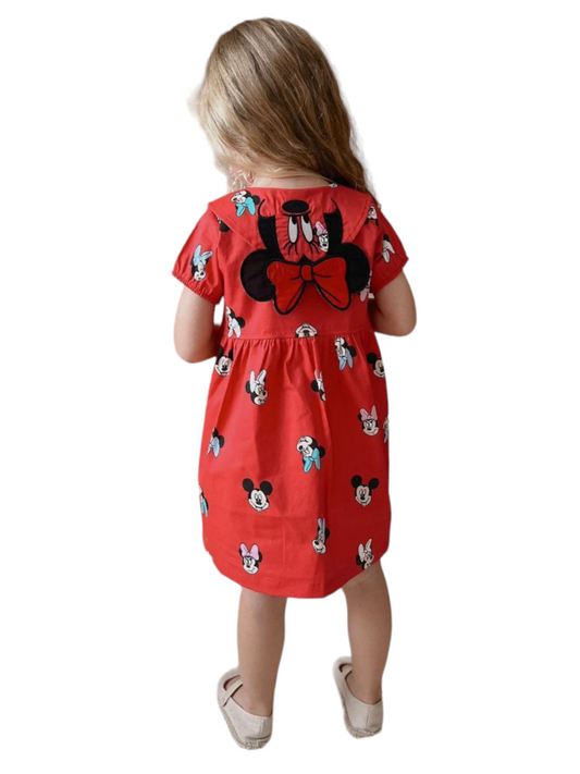 Minnie Mouse All over Print Dress - Red