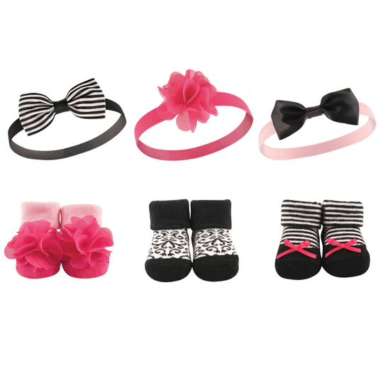 3 Pack Booties With Headbands - (0-9Months)