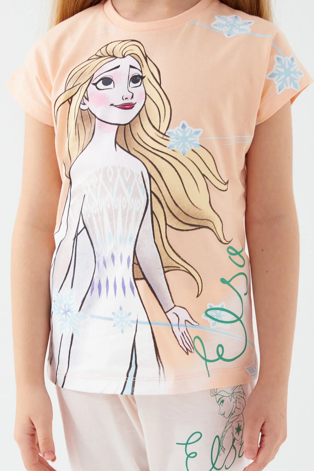 Frozen Elsa Salmon Girls' Short Sleeve Pajamas Set