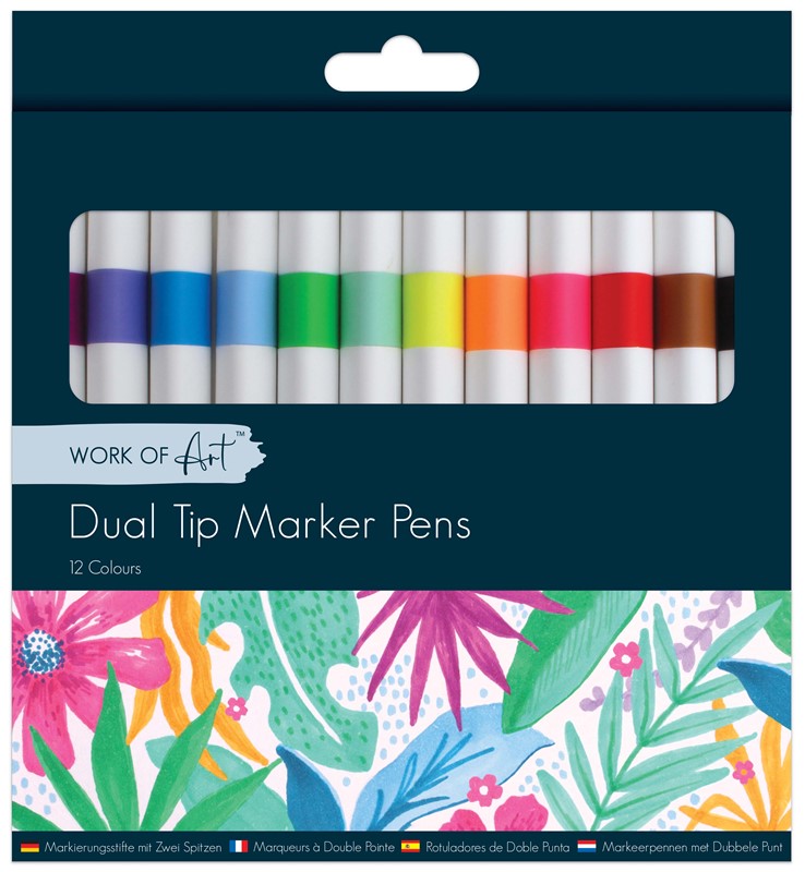 Dual Tip Marker Pens - 12PCS