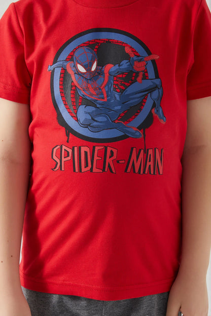 Spiderman Ring Red Boys Short Sleeve Pajamas Set