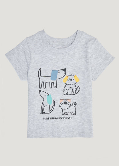Unisex Grey Doodle Pet Print T-Shirt