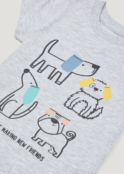 Unisex Grey Doodle Pet Print T-Shirt