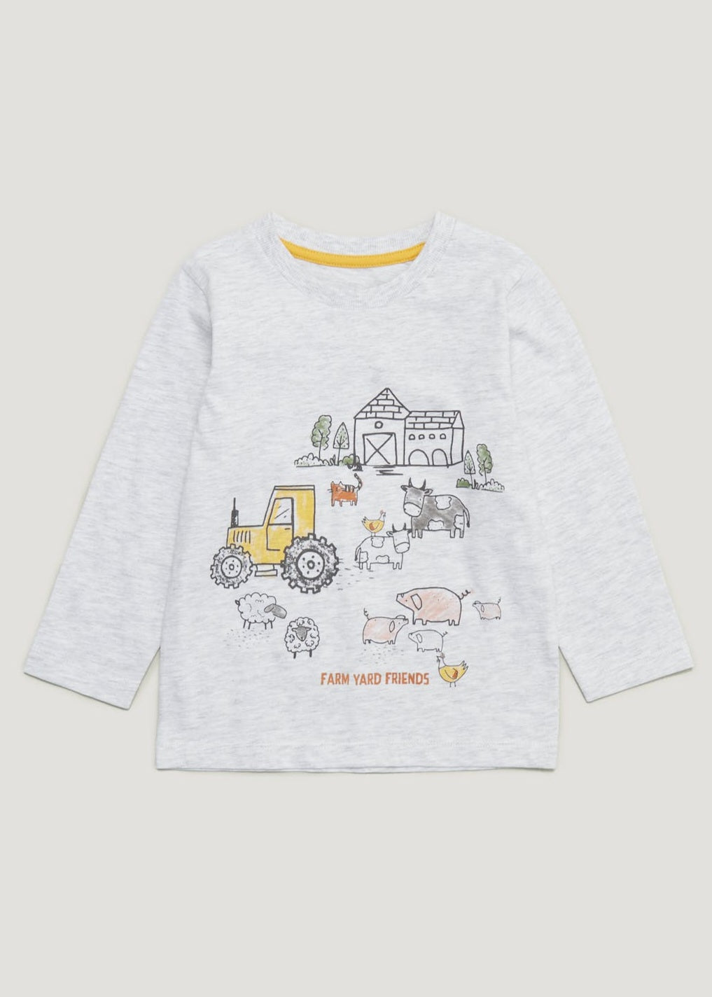 Boys Grey Marl Farm T-shirt