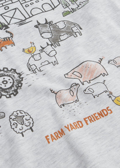 Boys Grey Marl Farm T-shirt