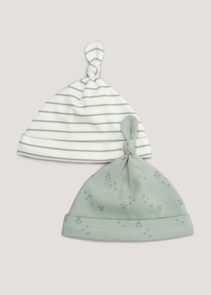 2 Pack Sage Baby Hats (0 - 3M)