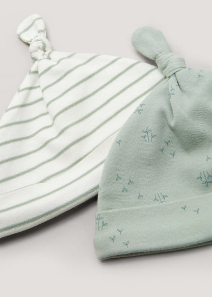 2 Pack Sage Baby Hats (0 - 3M)