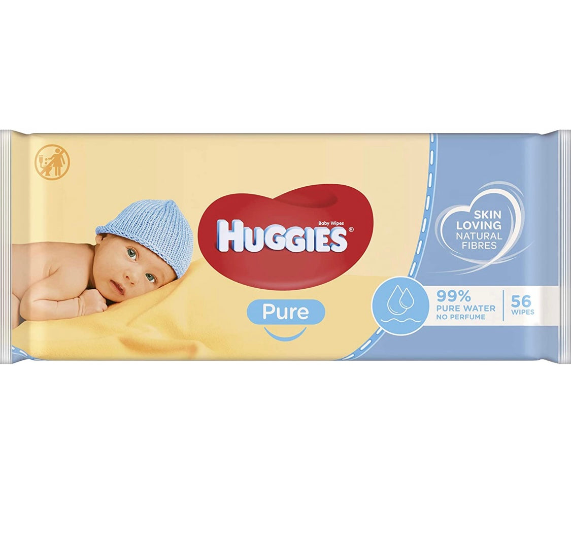 Huggies Pure Baby Wipes, 56 Wipes