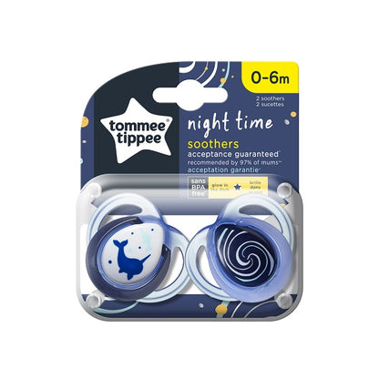 Tommee Tippee Night Time Soothers (0-6m) 2pcsTommee Tippee Night Time Soothers (0-6m) 2pcs