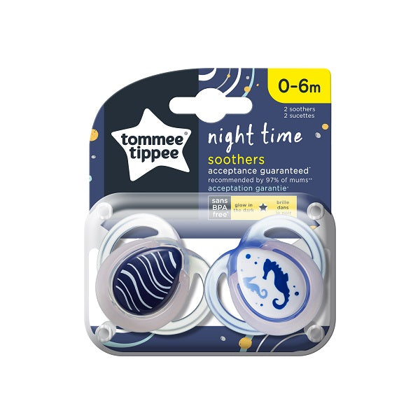 Tommee Tippee Night Time Soothers (0-6m) 2pcsTommee Tippee Night Time Soothers (0-6m) 2pcs