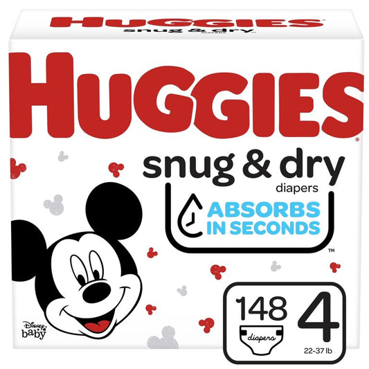 Huggies Snug & Dry Baby Diapers, Size 4, 148 Count