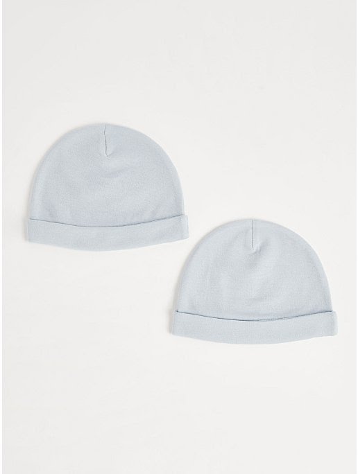 Blue Cotton Baby Hats - 2 Pack