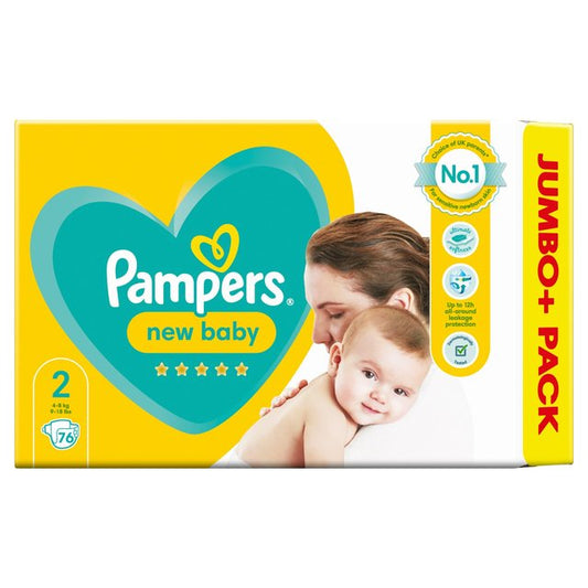 Pampers New Baby Nappies Size 2, 4kg-8kg, Jumbo+ Pack 76 per pack