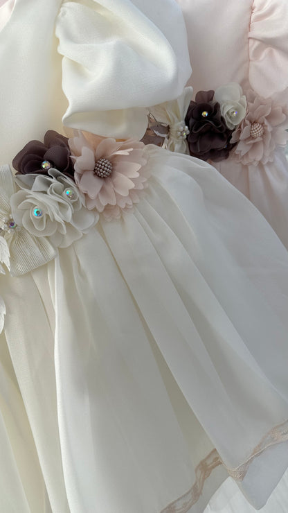 Zily Princess Dress- White & Pink