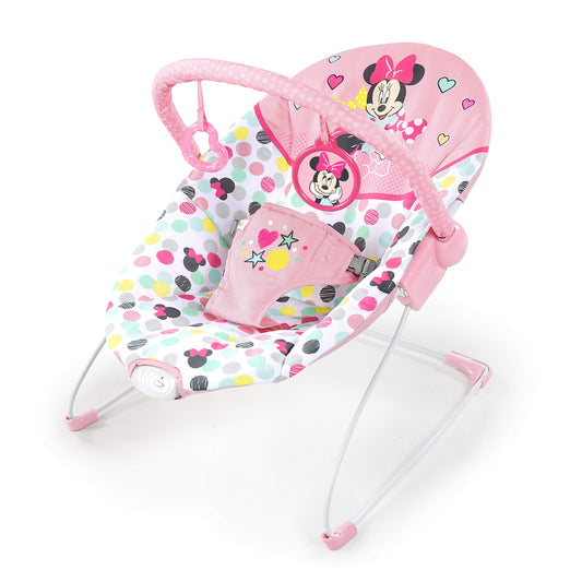 Bright Starts Disney Baby Minnie Mouse Vibrating Bouncer with bar- Spotty Dotty