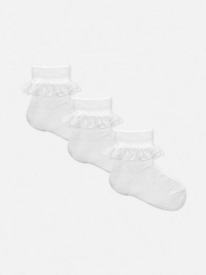 3 Pack Frilly Ribbon Baby Socks