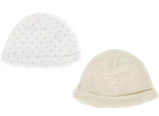 Cream Mini Triangle Baby Hats 2 Pack