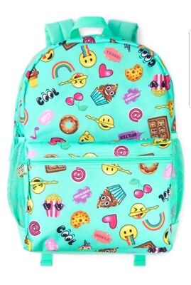 Girls Emoji Print Backpack & Lunchie